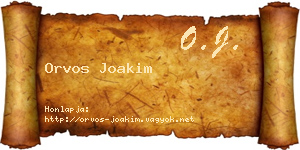 Orvos Joakim névjegykártya